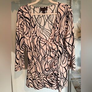 Dana Buchman Black and light pink Abstract mock wrap